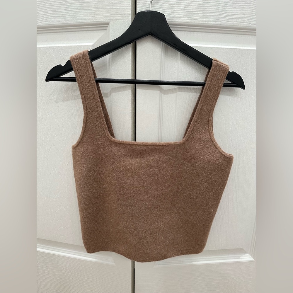 Abercrombie brown taupe cropped square neck sweater tank